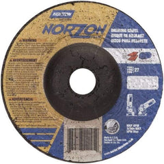 Norton - 24 Grit, 4" Wheel Diam, 1/8" Wheel Thickness, 3/8" Arbor Hole, Type 27 Depressed Center Wheel - Ceramic, 15,280 Max RPM - Benchmark Tooling