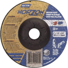 Norton - 24 Grit, 4" Wheel Diam, 1/8" Wheel Thickness, 5/8" Arbor Hole, Type 27 Depressed Center Wheel - Ceramic, 15,280 Max RPM - Benchmark Tooling