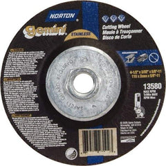 Norton - 36 Grit, 4-1/2" Wheel Diam, 3/32" Wheel Thickness, Type 27 Depressed Center Wheel - Aluminum Oxide - Benchmark Tooling