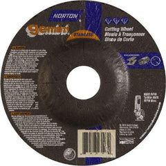 Norton - 36 Grit, 5" Wheel Diam, 3/32" Wheel Thickness, 7/8" Arbor Hole, Type 27 Depressed Center Wheel - Aluminum Oxide - Benchmark Tooling