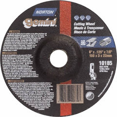 Norton - 36 Grit, 6" Wheel Diam, 1/8" Wheel Thickness, 7/8" Arbor Hole, Type 27 Depressed Center Wheel - Aluminum Oxide - Benchmark Tooling