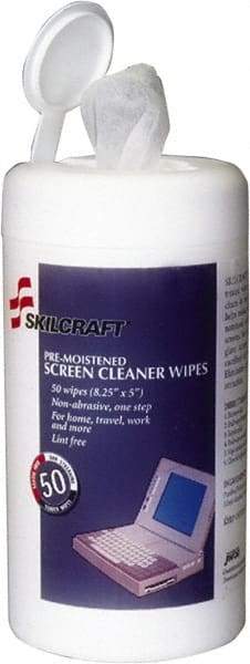 Ability One - Pre-Moistened Screen Cleaning Wipes - Center Pull, 7" x 5" Sheet Size, White - Benchmark Tooling