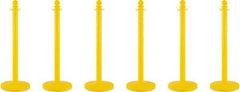 PRO-SAFE - 40" High, 2-1/2" Pole Diam, Warning Post - 14" Base Diam, Round Plastic Base, Yellow Plastic Post, For Outdoor Use - Benchmark Tooling