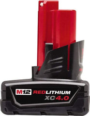 Milwaukee Tool - 12 Volt Lithium-Ion Power Tool Battery - 4 Ahr Capacity, 1-1/2 hr Charge Time, Series M12 XC RED - Benchmark Tooling