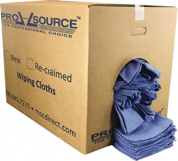 PRO-SOURCE - 25 Inch Long x 16 Inch Wide Virgin Cotton Rags - Blue, Huck, Lint Free, 50 Lbs. at 5 to 7 per Pound, Box - Benchmark Tooling