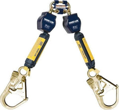 DBI/SALA - 6' Long, 420 Lb Capacity, 2 Leg Twin Leg Harness Self-Retracting Lifeline - 25/32" Diam, Dyneema & Polyester Webbing, Flat Steel Rebar Hook Anchorage Connection - Benchmark Tooling