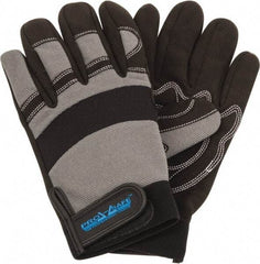 PRO-SAFE - Size XL (10) Synthetic Synthetic Leather General Protection Work Gloves - For Mechanic's & Lifting, Uncoated, Hook & Loop Cuff, Full Fingered, Black/Gray, Paired - Benchmark Tooling