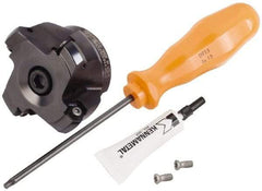 Kennametal - 2" Cut Diam, 3/4" Arbor Hole, 4.42mm Max Depth of Cut, 30° Indexable Chamfer & Angle Face Mill - 5 Inserts, HNGJ 0604... Insert, Right Hand Cut, 5 Flutes, Through Coolant, Series Dodeka Mini HD - Benchmark Tooling