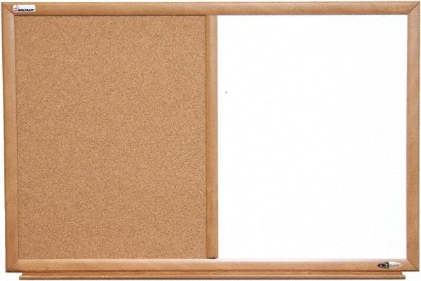 Ability One - 2" High x 26" Wide Combination Dry Erase and Natural Cork - Melamine, 40" Deep - Benchmark Tooling