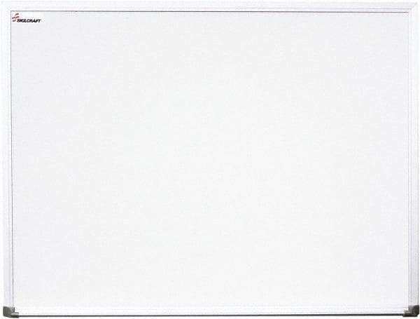 Ability One - 2" High x 53" Wide Porcelain on Steel Magnetic Marker Board with Wood Frame - Porcelain, 77" Deep - Benchmark Tooling