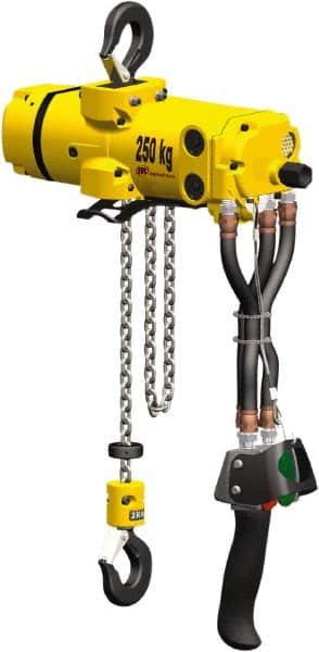Ingersoll-Rand - 550 Lb Load Limit, 10' Max Height Air Chain Hoist - 32 SCFM at 90 PSI, 32 FPM Lift Speed, 11-1/2" Min Headroom, Pendant Control - Benchmark Tooling