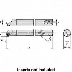 Kennametal - 20mm Min Bore Diam, 202.55mm OAL, 16mm Shank Diam, L-SCLP Indexable Boring Bar - 28.57mm Max Bore Depth, CP.. 09T308 Insert, Screw Holding Method - Benchmark Tooling