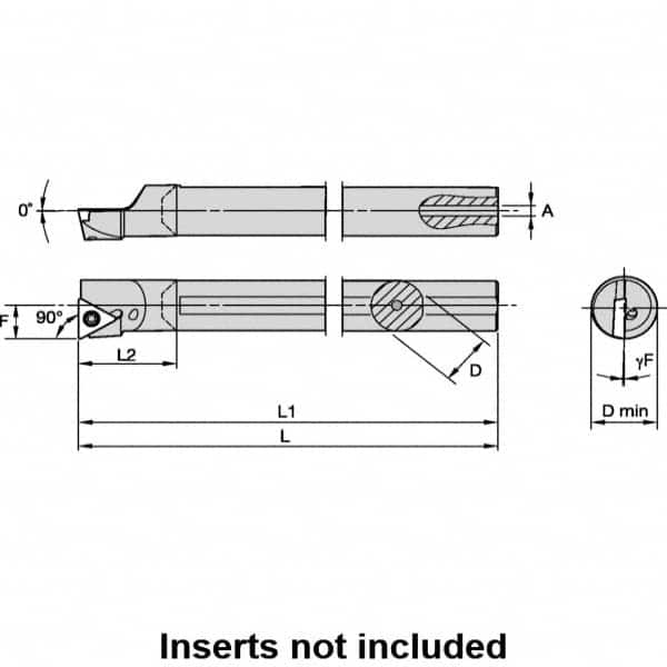 Kennametal - 11mm Min Bore Diam, 124.75mm OAL, 8mm Shank Diam, L-STFP Indexable Boring Bar - 19.12mm Max Bore Depth, TP.. 090204 Insert, Screw Holding Method - Benchmark Tooling