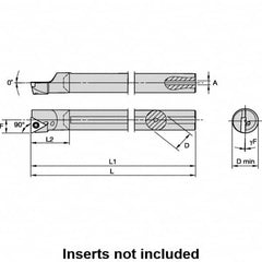Kennametal - 16mm Min Bore Diam, 183.17mm OAL, 12mm Shank Diam, L-STFP Indexable Boring Bar - 24.35mm Max Bore Depth, TP.. 110204 Insert, Screw Holding Method - Benchmark Tooling