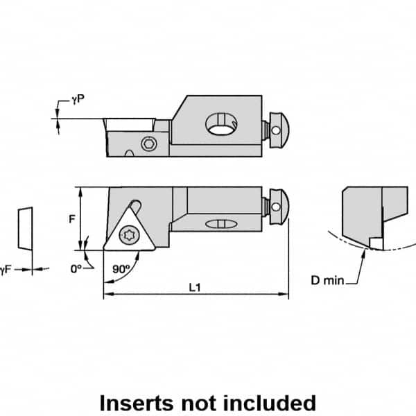 Kennametal - Series Screw-On, Left Hand, STGP Toolholder Compatibility, TP.. Insert Compatibility, Indexable Turning Cartridge - Screw Holding Method, 50mm OAL x 10mm OAW x 14.75mm OAH - Benchmark Tooling