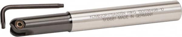 Kennametal - 25mm Cut Diam, 12.5mm Max Depth of Cut, 63/64" Shank Diam, 160mm OAL, Indexable Ball Nose End Mill - 45mm Head Length, Straight Shank, KDMB Toolholder, KDMB 25.. Insert - Benchmark Tooling