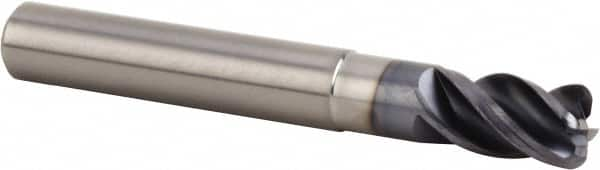 Kennametal - 10mm, 4 Flute, Single End, Solid Carbide, 0.5mm Corner Radius End Mill - 76mm OAL, 38° Helix, Right Hand Flute, 15mm LOC, Right Hand Cut, 30mm Extended Reach - Benchmark Tooling