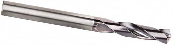 Kennametal - 10.3mm 135° Spiral Flute Solid Carbide Screw Machine Drill Bit - Multilayer TiAlN Finish, Right Hand Cut, 55mm Flute Length, 102mm OAL, Standard Point, Straight Shank, Through Coolant - Benchmark Tooling