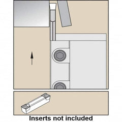 Kennametal - External Thread, 0.5512" Max Depth of Cut, 2mm Min Groove Width, 125mm OAL, Left Hand Indexable Grooving Cutoff Toolholder - 20mm Shank Height x 20mm Shank Width, A4G0200M02P02B Insert Style, A4SM Toolholder Style, Series A4 - Benchmark Tooling