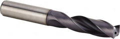 Kennametal - 17/32" 140° Spiral Flute Solid Carbide Screw Machine Drill Bit - Multilayer TiAlN Finish, Right Hand Cut, 60mm Flute Length, 107mm OAL, Standard Point, Straight Shank, Through Coolant - Benchmark Tooling