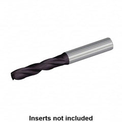 Kennametal - 18.5mm 140° Spiral Flute Solid Carbide Screw Machine Drill Bit - TiAlN Finish, Right Hand Cut, 79mm Flute Length, 131mm OAL, Straight Shank, Through Coolant - Benchmark Tooling