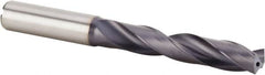Kennametal - 12.8mm 140° Solid Carbide Jobber Drill - Multilayer TiAlN Finish, Right Hand Cut, Spiral Flute, Straight Shank, 124mm OAL, Standard Point - Benchmark Tooling