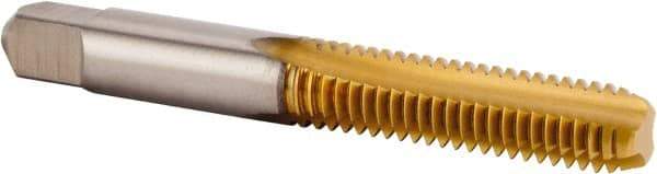 Kennametal - #6-32 UNC 2B 2 Flute TiN Finish High Speed Steel Straight Flute Standard Hand Tap - Bottoming, Right Hand Thread, 50.8mm OAL, 17.48mm Thread Length, H3 Limit, Oversize - Exact Industrial Supply