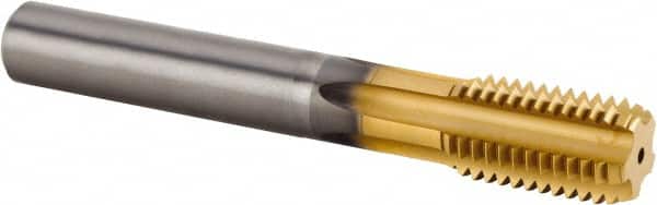 Kennametal - M20x2.50 Metric Coarse 6HX 5 Flute TiAlN Finish Solid Carbide Straight Flute Machine Tap - Bottoming, Right Hand Thread, 140mm OAL, 30mm Thread Length, Oversize, Through Coolant - Exact Industrial Supply