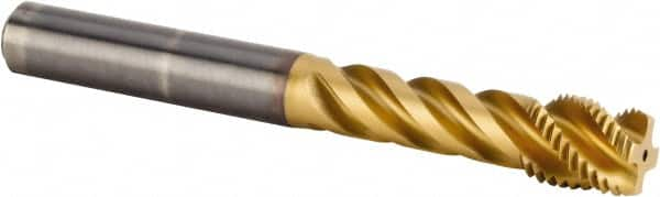 Kennametal - M14x1.50 Metric Fine 4 Flute 6HX Modified Bottoming Spiral Flute Tap - Solid Carbide, TiAlN Finish, 110mm OAL, Right Hand Flute, Right Hand Thread, Series T331 - Exact Industrial Supply