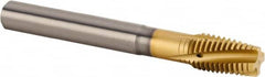 Kennametal - M12x1.75 Metric 4 Flute 6HX Plug Spiral Flute Tap - Solid Carbide, TiAlN/TiN Finish, 100mm OAL, Left Hand Flute, Right Hand Thread, Series T321 - Benchmark Tooling