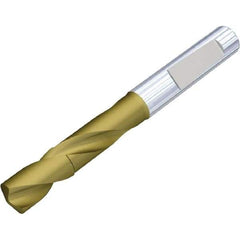 Kennametal - 17.1mm 140° Spiral Flute Solid Carbide Screw Machine Drill Bit - Multilayer TiAlN Finish, Right Hand Cut, 73mm Flute Length, 123mm OAL, Standard Point, Whistle Notch Shank - Benchmark Tooling