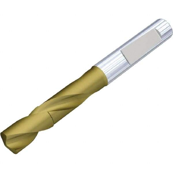 Kennametal - 12.4mm 140° Solid Carbide Jobber Drill - Multilayer TiAlN Finish, Right Hand Cut, Spiral Flute, Whistle Notch Shank, Standard Point - Benchmark Tooling