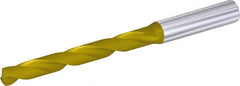 Kennametal - 19.5mm 140° Spiral Flute Solid Carbide Screw Machine Drill Bit - Multilayer TiAlN Finish, Right Hand Cut, 79mm Flute Length, 131mm OAL, Standard Point, Straight Shank, Through Coolant - Benchmark Tooling