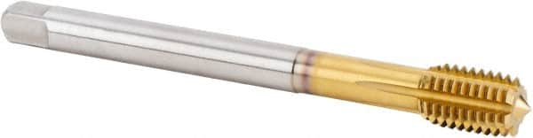 Kennametal - M12x1.75 Metric Coarse 6HX Modified Bottoming Thread Forming Tap - Powdered Metal High Speed Steel, TiN Finish, 110mm OAL, 18mm Thread Length, Right Hand Thread, Series T622 - Benchmark Tooling