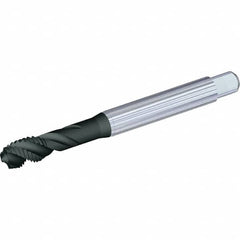 Kennametal - M16x2.00 Metric 4 Flute 6H Modified Bottoming Spiral Flute Tap - Powdered Metal, TiN Finish, 110mm OAL, Right Hand Flute, Right Hand Thread, Series T604 - Exact Industrial Supply