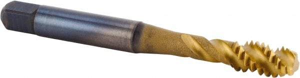 Kennametal - M8x1.25 Metric 3 Flute 6HX Modified Bottoming Spiral Flute Tap - Powdered Metal, TiCN/TiN Finish, 68.58mm OAL, Right Hand Flute, Right Hand Thread, Series T630 - Benchmark Tooling