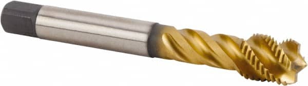 Kennametal - M14x1.50 Metric Fine 4 Flute 6HX Bottoming Spiral Flute Tap - Powdered Metal, TiN Finish, 100mm OAL, Right Hand Flute, Right Hand Thread, Series T632 - Benchmark Tooling