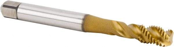 Kennametal - M10x1.50 Metric 3 Flute 6HX Bottoming Spiral Flute Tap - Powdered Metal, TiN Finish, 100.1mm OAL, Right Hand Flute, Right Hand Thread, Series T632 - Benchmark Tooling