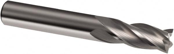 Guhring - 1/4", 1-1/8" LOC, 1/4" Shank Diam, 3" OAL, 4 Flute, Solid Carbide Square End Mill - Single End, Uncoated, Spiral Flute, 30° Helix, Right Hand Cut, Right Hand Flute, Series 3152 - Benchmark Tooling