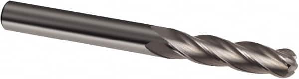 Guhring - 8mm Diam, 40mm LOC, 4 Flute Solid Carbide Ball End Mill - Uncoated, Single End, 100mm OAL, 8mm Shank Diam, Spiral Flute - Benchmark Tooling