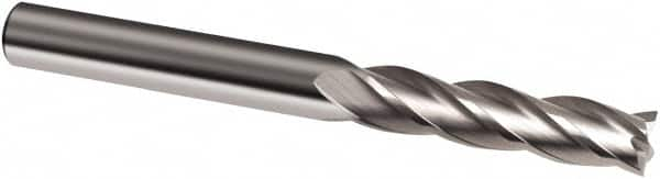 Guhring - 4mm, 25mm LOC, 4mm Shank Diam, 75mm OAL, 4 Flute, Solid Carbide Square End Mill - Single End, Uncoated, Spiral Flute, 30° Helix, Right Hand Cut, Right Hand Flute, Series 3012 - Benchmark Tooling