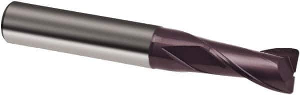 Guhring - 1/2", 1" LOC, 1/2" Shank Diam, 3" OAL, 2 Flute, Solid Carbide Square End Mill - Single End, FIREX Finish, Spiral Flute, 30° Helix, Right Hand Cut, Right Hand Flute, Series 3087 - Benchmark Tooling