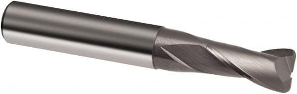 Guhring - 8mm, 16mm LOC, 8mm Shank Diam, 63mm OAL, 2 Flute, Solid Carbide Square End Mill - Single End, Uncoated, Spiral Flute, 30° Helix, Right Hand Cut, Right Hand Flute, Series 3106 - Benchmark Tooling