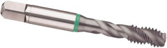 Guhring - 1-1/2 - 12 UNF 6 Flute 2B Modified Bottoming Spiral Flute Tap - Cobalt, TiCN Finish, 6.378" OAL, Right Hand Flute, Right Hand Thread, H6/H7, Series 3950 - Benchmark Tooling