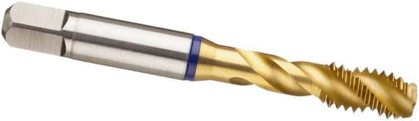Guhring - 9/16-18 UNF 4 Flute 2B Modified Bottoming Spiral Flute Tap - Powdered Metal, TiN Finish, 3.591" OAL, Right Hand Flute, Right Hand Thread, H4/H5, Series 3911 - Benchmark Tooling