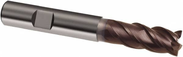 Guhring - 12mm, 26mm LOC, 12mm Shank Diam, 83mm OAL, 4 Flute, Solid Carbide Square End Mill - Single End, TiAlN Finish, Spiral Flute, 40/42° Helix, Centercutting, Right Hand Cut, Right Hand Flute, Series 3896 - Benchmark Tooling