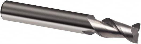 Guhring - 3/8", 1-1/8" LOC, 3/8" Shank Diam, 3" OAL, 2 Flute, Solid Carbide Square End Mill - Single End, Super-A Finish, Spiral Flute, 45° Helix, Right Hand Cut, Right Hand Flute, Series 3875 - Benchmark Tooling