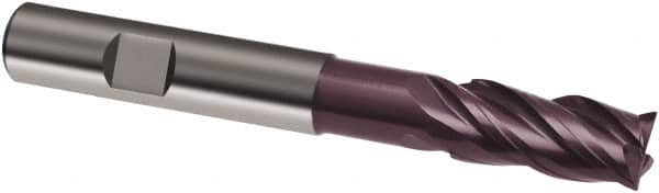 Guhring - 12mm, 26mm LOC, 12mm Shank Diam, 93mm OAL, 4 Flute, Solid Carbide Square End Mill - Single End, FIREX Finish, Spiral Flute, 35/38° Helix, Centercutting, Right Hand Cut, Right Hand Flute, Series 3838 - Benchmark Tooling