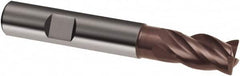 Guhring - 8mm, 12mm LOC, 8mm Shank Diam, 58mm OAL, 4 Flute, Solid Carbide Square End Mill - Single End, Nano-A Finish, Spiral Flute, 36/38° Helix, Centercutting, Right Hand Cut, Right Hand Flute, Series 3805 - Benchmark Tooling