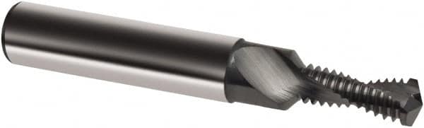 Guhring - M10x1.25 Metric Fine, 0.3465" Cutting Diam, 2 Flute, Solid Carbide Helical Flute Thread Mill - Internal Thread, 21.6mm LOC, 80mm OAL, 12mm Shank Diam - Benchmark Tooling